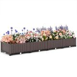 Garvee Caja de Plantación Elevada Grande con Autorriego y Drenaje Ajustable para Patio y Balcón, 160×41×20 cm, PP Duradero, Diseño Profundo para Raíces Saludables