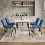 Garvee Sillas De Comedor Modernas Mid Century Tapizadas En Cuero Azul Juego De 4 Para Comedor Y Sala De Espera - Azul
