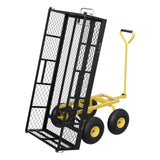 Garvee Carretilla de Jardín 408 kg con Paredes Removibles, Neumáticos 25 cm, Acero Resistente, Mango Giratorio 180°, Versátil para Jardín y Granja - Negro