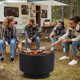 Garvee Feuerschale Con Parrilla 60cm Acero 3mm Antihumo Seguro Para Jardín Y Camping Negro