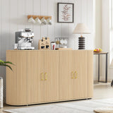 Garvee Aparador Curvo de Gran Almacenaje con 4 Puertas para Decoración Moderna en Comedor Color Roble
