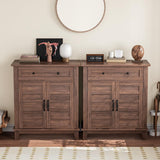 Garvee Buffet Sideboard Cabinet con Estantes Ajustables, Madera Ingenierizada, Diseño Rústico para Cocina y Sala, 80 cm, Color Madera - Brown
