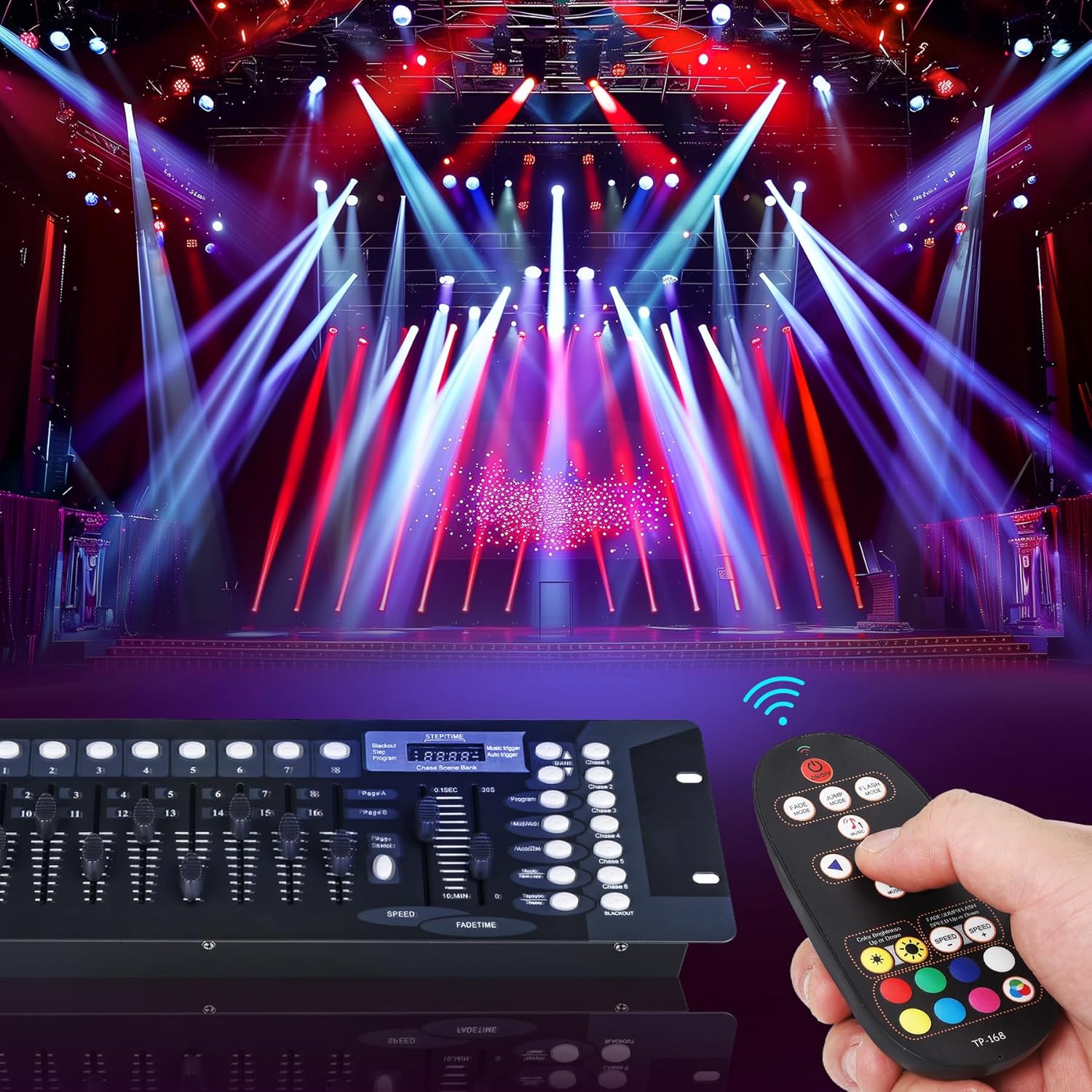 Garvee Reflector LED Inalámbrico Recargable RGB 36 LEDs, Iluminación de Escenario para DJ, Disco y Fiesta, Multicolor