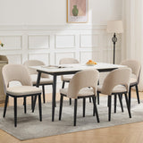 Garvee Sillas De Comedor Tapizadas 6 Piezas Tela Moderna Madera Resistente Respaldo Alto Asiento Profundo Beige Para Cocina Restaurante Café - Beige 6 Piezas