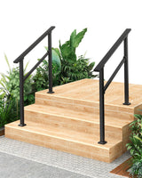 Garvee Barandillas Para Escaleras Exteriores De Metal Ajustables Resistentes A La Intemperie Acero Negro