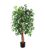 Garvee Árbol Artificial Ficus de 122 cm, Planta Decorativa Realista con Troncos de Madera Natural y 420 Hojas, Maceta Estable para Interior y Exterior Verde - Verde