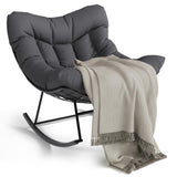 Garvee Silla Mecedora Exterior Grand Patio - Silla Lounge Moderna con E-Coating y Cojín Cómodo, Acero Resistente, para Balcón y Porche, Diseño Elegante - Negro & Gris