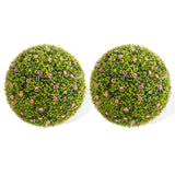 Garvee Bola Topiaria Artificial 42 cm con Flores Rosas, PE Duradero, Decoración para Interior y Exterior, Color Verde Vivo