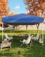 Garvee Carpa Plegable 10x10 Exterior con Altura Ajustable, Estructura Metálica Resistente, Tela Oxford 210D Impermeable, Bolsa de Transporte, Ideal para Camping y Eventos - Azul