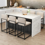 Garvee Juego de 6 Taburetes de Bar de 61 cm para Mostrador con Asiento Acolchado en Cuero PU y Estructura Metálica Beige - Blanco Crema