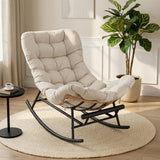 Garvee Sillón Papasan Ergonómico con Reposapiés Extensible para Momentos de Lectura en Sala o Dormitorio 160kg Marrón - Beige-Pata de Gallo