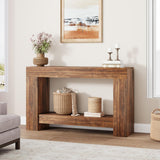 Garvee Mesa Consola Rústica de 119 cm de Madera con 2 Niveles de Almacenaje Estilo Farmhouse para Entrada y Salón, Marrón Efecto Flama - Marrón Efecto Flama