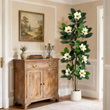 Garvee Árbol Falso de Material Duradero con Flores Blancas para Amantes de Decoración en Sala 183cm Blanco - Blanco