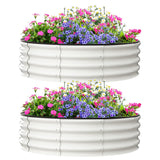 Garvee Huerto Elevado De Metal Para Exteriores, Caja Rectangular Para Plantar Flores, Verduras Y Hierbas, Resistente Y Espacioso, Fácil Montaje - Blanco hueso