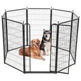 Garvee Parque para Perros de Hierro Resistente, 8 Paneles, 122 × 81 cm, Antióxido, Doble Cerradura, Plegable, Interior y Exterior - 