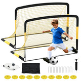 Garvee Portería de fútbol portátil 183 x122cm con red de poliéster, fibra de vidrio, juego de entrenamiento, balón TPU, conos, fácil montaje, jardín - Negro & Amarillo