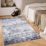 Garvee Alfombra De Dormitorio Lavable 80x150 Cm, Alfombra Abstracta Para Sala De Estar, Pelo Corto, Poliéster, Antideslizante, Resistente, Gris - Gris