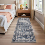 Garvee Alfombra Boho Vintage Lavable Azul 80x150cm - Suave, Antideslizante para Salón y Dormitorio - Azul