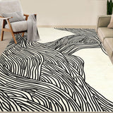 Garvee Alfombra De Área Para Sala De Estar Moderna Antideslizante De Lana Sintética 120x170cm Blanco Y Negro - Blanco & Negro