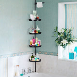 Garvee Organizador De Esquina Para Ducha 4 Niveles Ajustables Antióxido Hierro Y Plástico Altura 101.6-122 Cm Baños