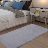 Garvee Alfombra Circular De Pelo Sintético De Conejo Negra, Suave Y Esponjosa, 75x120 cm Para Sala Y Dormitorio - Gris