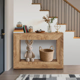 Garvee Mesa Consola Estilo Granja 47in Vintage Minimalista con Estantes Abiertos para Entrada y Sala, Madera Cortada Robusta Marrón - 