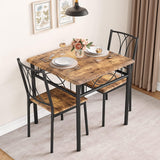 Garvee Mesa comedor cuadrada 2 personas 1 mesa+2 sillas MDF metal compacta robusta ideal apartamentos pequeños color Vintage asiento MDF - Vintage