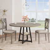 Garvee Mesa De Comedor Redonda Para 4-6 Personas, 47 Pulg, Almacenamiento Amplio, Estilo Industrial, Gris, Cocina Y Comedor - Gris