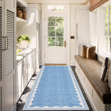 Garvee Alfombra Pasillera Dora para Cocina y Entrada, Lavable y Antideslizante, Terciopelo Perlado con Base TPR Plegable, 60 × 230 cm, Azul - Azul