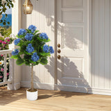 Garvee Árbol Artificial de Hortensias 94 cm con 9 Flores Azules, Base Pesada, Maceta Negra para Decoración Interior en Hogar y Oficina