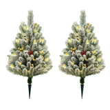 Garvee Set 2 Árboles Navideños Artificiales 75cm con LED y Bayas Rojas, PVC Duradero, para Interior y Exterior