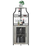 Garvee Gabinete de Bar Esquinero de 5 Niveles con Puerta de Granero y Estante Ajustable para Cocina y Comedor 47x45x154 cm Gris - Gris
