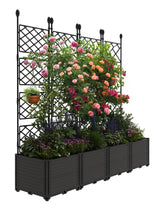 Garvee Set De 4 Maceteros Elevados Con Enrejado Y Protección Visual Para Jardín Y Balcón, 168x160cm, Negro, Estable Y Ligero - Negro