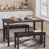 Garvee Conjunto de Comedor de 3 Piezas con Bancos Acolchados para Familias en Apartamentos Negro - Negro