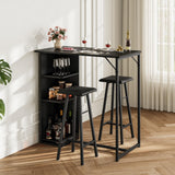 Garvee Conjunto De Bar Industrial 3 Piezas Mesa Y 2 Taburetes Negro Para Cocina O Comedor Pequeño - Negro
