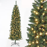 Garvee Árbol de Navidad Artificial de Lápiz Automático 100% PVC Color Natural 230cm con 250 Luces LED Regulables Bicolor 750+ Puntas Base Metálica Plegable Resistente para Hogares y Oficinas Decoración Festiva - Verde Natural