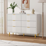 Garvee Juego de 2 Cómodas de 6 Cajones con Bordes Redondeados, Sinfonier Estrecho de 40 cm de Madera PB para Dormitorio, Blanco - Blanco