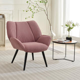 Garvee Sillón Moderno de Pana con Respaldo Alado Cojín Ergonómico Estructura de Madera y Patas de Metal 136 kg Rosa - Rosa