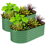 Garvee Set de 2 Camas de Cultivo de 180x90x60 cm de Metal Galvanizado para Exterior Verde - Verde Oliva