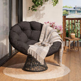 Garvee Papasansessel Rattansessel Con Cojín Cómodo Giratorio 360° Estructura Acero Versátil Para Salón Y Lectura - Gris（Pro）