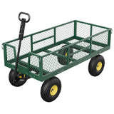 Garvee Carro de Jardín 408 kg con Manijas Ajustables, Estructura de Acero, Neumáticos 25 cm para Jardín y Granja, Malla Removible, 109 × 51 cm, Negro - Verde