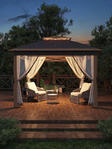Garvee Gazebo Pop Up 11x11 Con Mosquitera Metal Anticorrosión Altura Ajustable Para Jardín Y Camping - Tarjeta Profunda + Tarjeta superficial