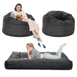 Garvee Sillón Puff Convertible 2 en 1 Grande y Cómodo, Espuma Alta Densidad, Cubierta Lavable de Pana, Gris Oscuro, Para Salas y Dormitorios - Gris Oscuro