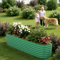 Garvee Jardineras Elevadas de Acero Galvanizado 244x61x46 cm - Resistente a la Oxidación, Fácil Montaje, Diseño Modular para Huertos y Jardines al Aire Libre Beige/Verde