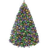 Garvee Árbol de Navidad Artificial Fraser 140cm 140cm Árbol Americano Ancho Lleno PVC Ignífugo 250 Luces Multicolor Ramas Articuladas Base Estable Decoración Festiva Europa - Verde Natural con Luz