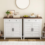 Garvee Buffet Sideboard Cabinet con Estantes Ajustables, Armario de Café Moderno, Madera Ingeniería, 80 cm Ancho, Diseño Rústico Marrón - Brown & White