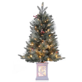 Garvee Árbol Artificial de Navidad 90cm 78 Luces LED Nieve Artificial Bayas Rojas Base Blanca Hogar Oficina - 90 cm & Árbol de rocío & Cajita luminosa de nieve