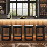 Garvee Taburetes de Bar Set de 4 Altura 63 cm Asientos Tapizados en PU Estructura Metálica X Cocina Comedor Modernos