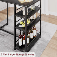 Garvee Bartisch Set de 3 piezas con 2 taburetes acolchados, mesa de cocina con 3 estantes para comedor, cocina, 91.5x50x91.5cm, Negro