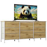 Garvee Cómoda de 8 Cajones con Tela y Marco Metálico para Dormitorio y Sala, Gran Capacidad, Estable, Fácil Montaje, Madera Natural, Color Neutro - Natural